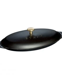Staub Fish Plate W/Lid - 0.75Qt - Black Matte Grill Pans & Griddles