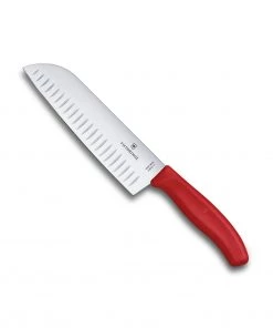 Victorinox Swiss Classic 7" Santoku Knife W/Granton Blade - Red