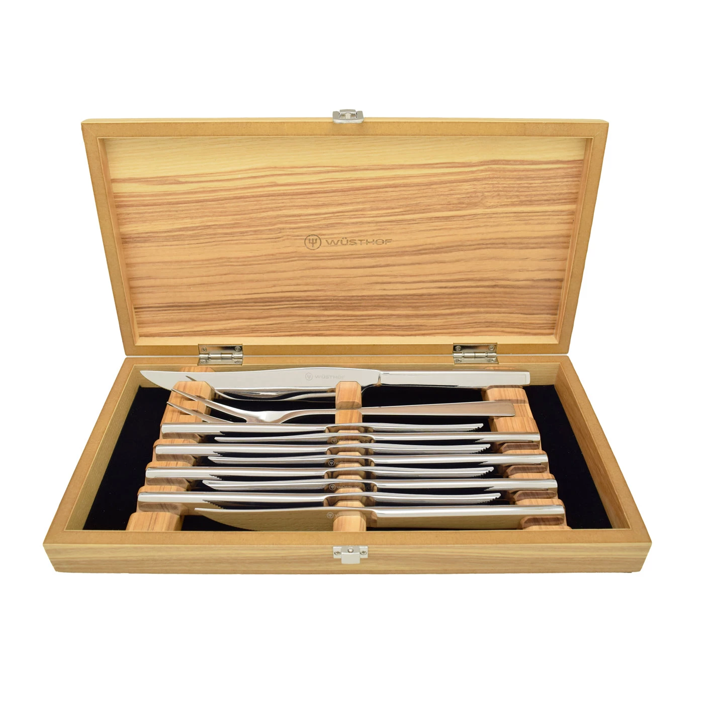 Wusthof 10 Pc. Stainless Steel Steak Set In Olivewood Box 3 Wusthof 10 Pc. Stainless Steel Steak Set In Olivewood Box